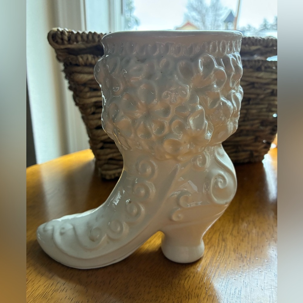White Ceramic Boot Vase